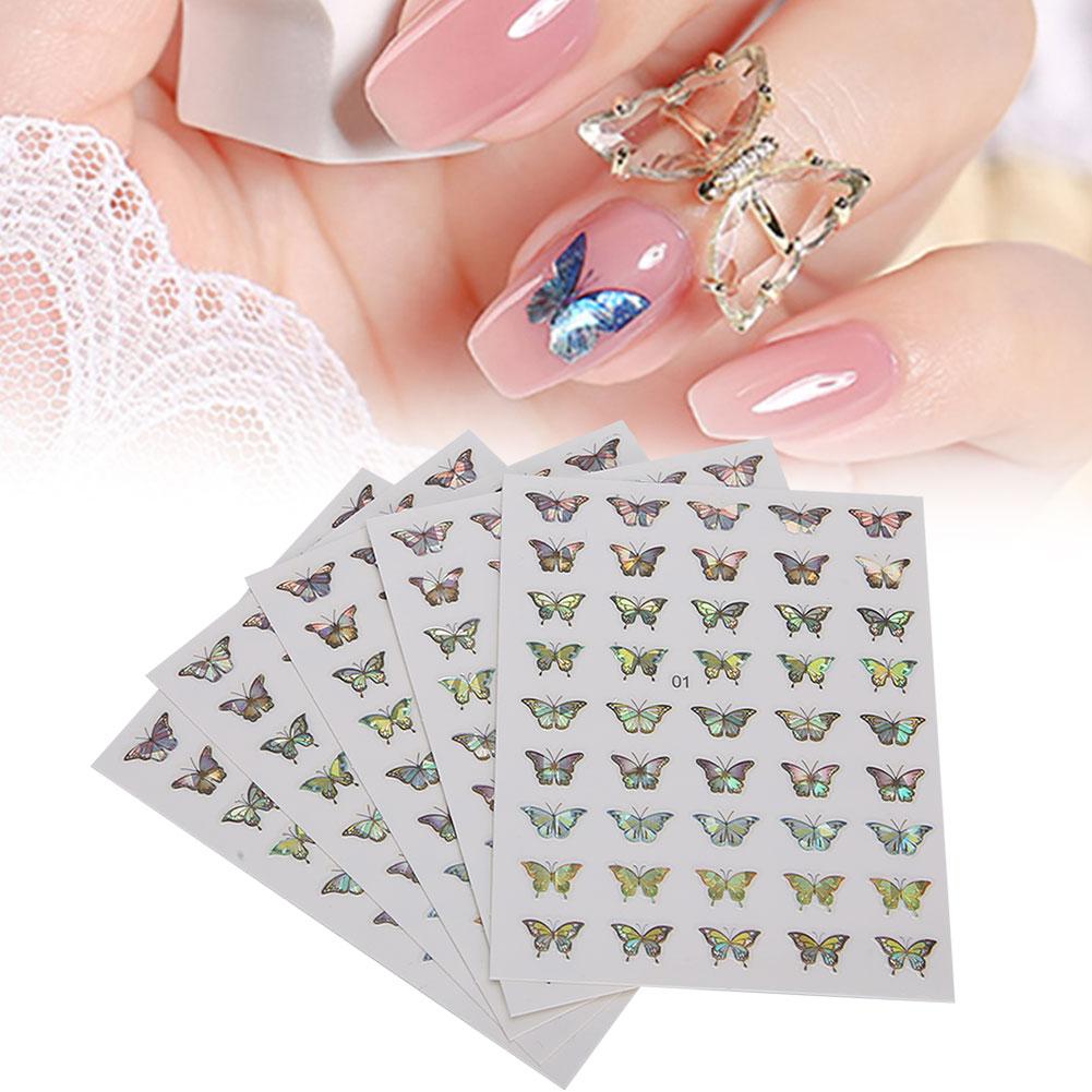 5pcs Butterflies Pattern Nail Art Sticker Fashionable Nail DIY Decal Manicure Tool