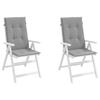 VidaXL Garden Chair Cushions High Back Set of 2 Grey Fabric 43179