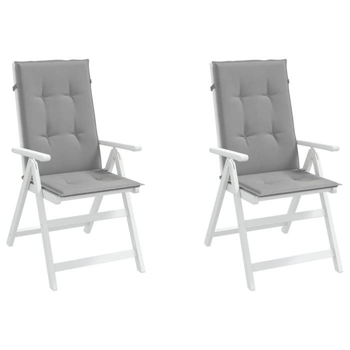 VidaXL Garden Chair Cushions High Back Set of 2 Grey Fabric 43179