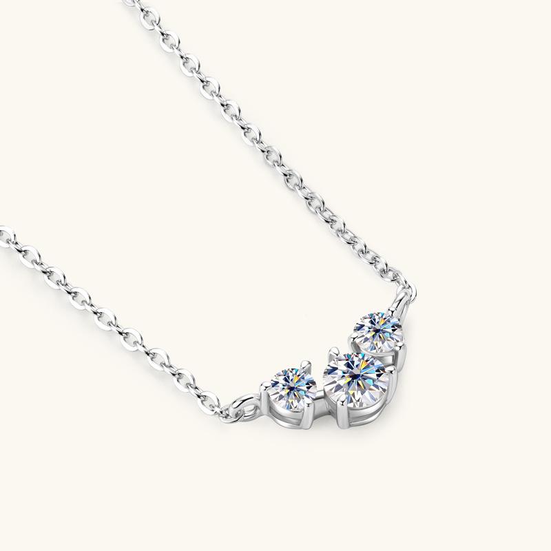 Silvere Glam Korean Version Of The Personalized Smiley Face Moissanite Necklace Ins Trendy Cool 925 Sterling Silver Jewelry Necklace