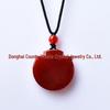 Natural Red Agate Pendant Keychain Charm with Carved Round Tag Necklace