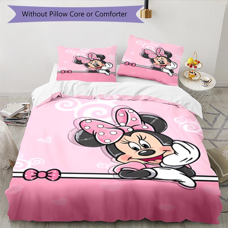 3pcs Minnie Bedding Set Duvet Cover Closure Includes 1 Duvet Cover & 2 Pillowcases, Soft and Comfortable for All Seasons.