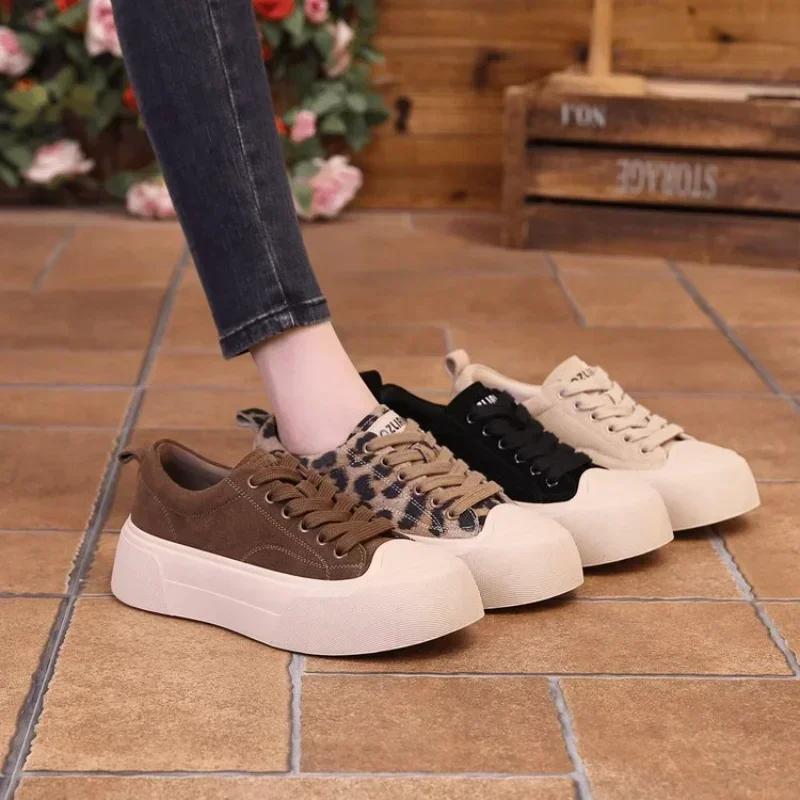 Platform Women Sneakers Leopard Designer Flats Casual Shoes Lace Up Running Sport Shoes 2025 Trend Autumn Walking Mujer Zapatos