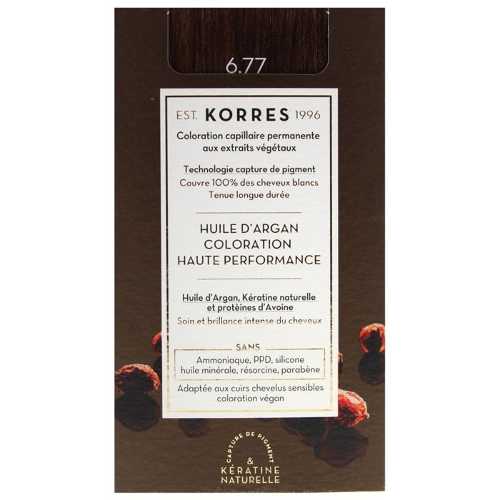 Korres huile d'argan coloration 6.77 blond foncé marron intense