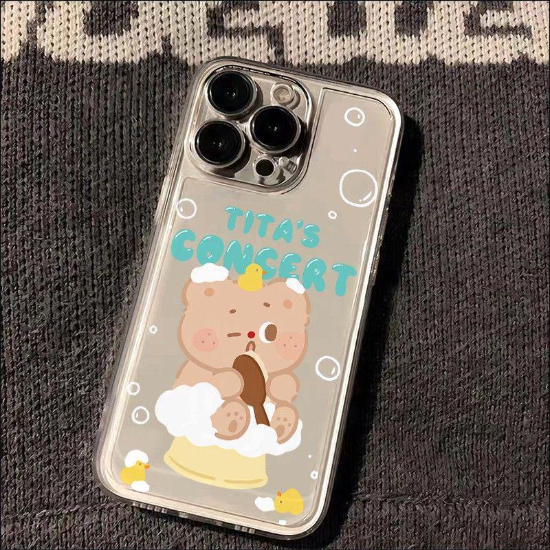 

Bath Bear Transparent Soft Case for Apple iPhones 11, 15 Pro, 16, 17 Pro Max. Apple 15