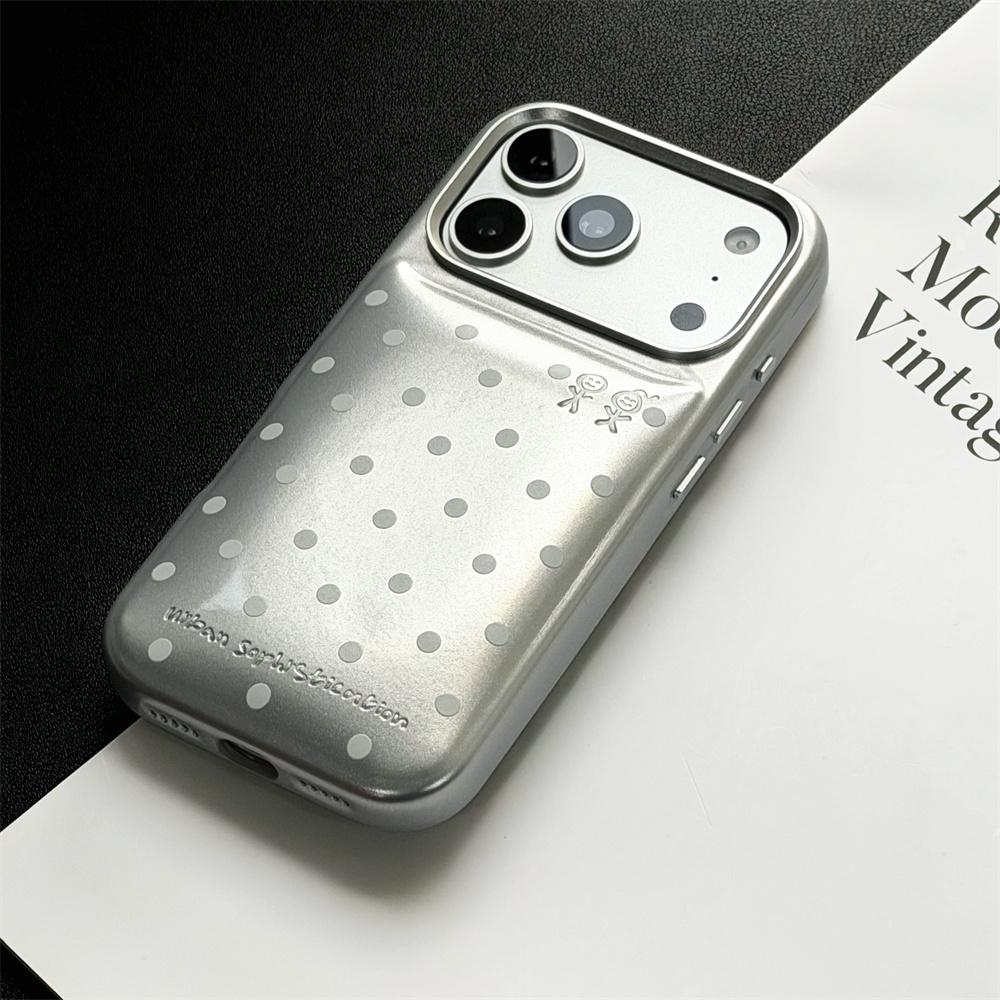 Candy Color PU Leather Puffer Polka Dots Phone Case For 16 17 Pro Max 17Pro 16Pro Shockproof Hard Protection Back Cover