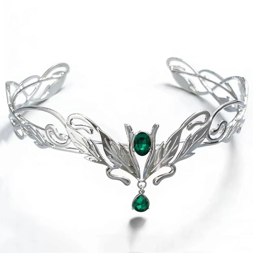 Vintage King Round Elves Crown Elegant Baroque Princess Diadems Leaf Leaves Forehead Alloy Rhinestone Headdress Wedding Ceremony