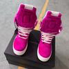 Ro Designer Boots Men Shoe Rose Pink Horse Hair Women High Top Shoes Sneaker Pink Horsehair White Leather Ankle Boot Sneakers