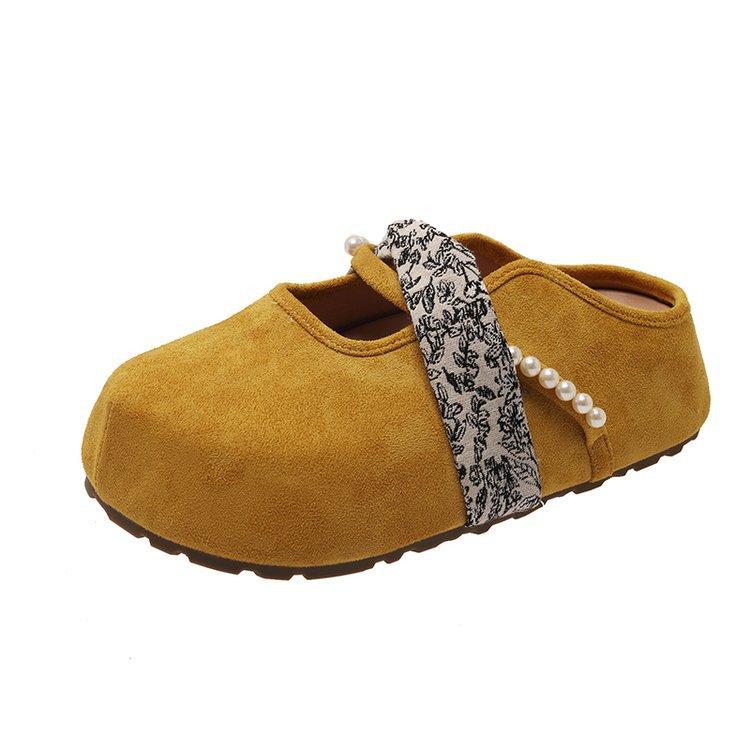 Thick-soled Inner Height Increase, One Pedal, Boken Shoes, Mary Jane Bag Head Half Slippers, Women's Spring and Summer Outer Wear 2025 New Models