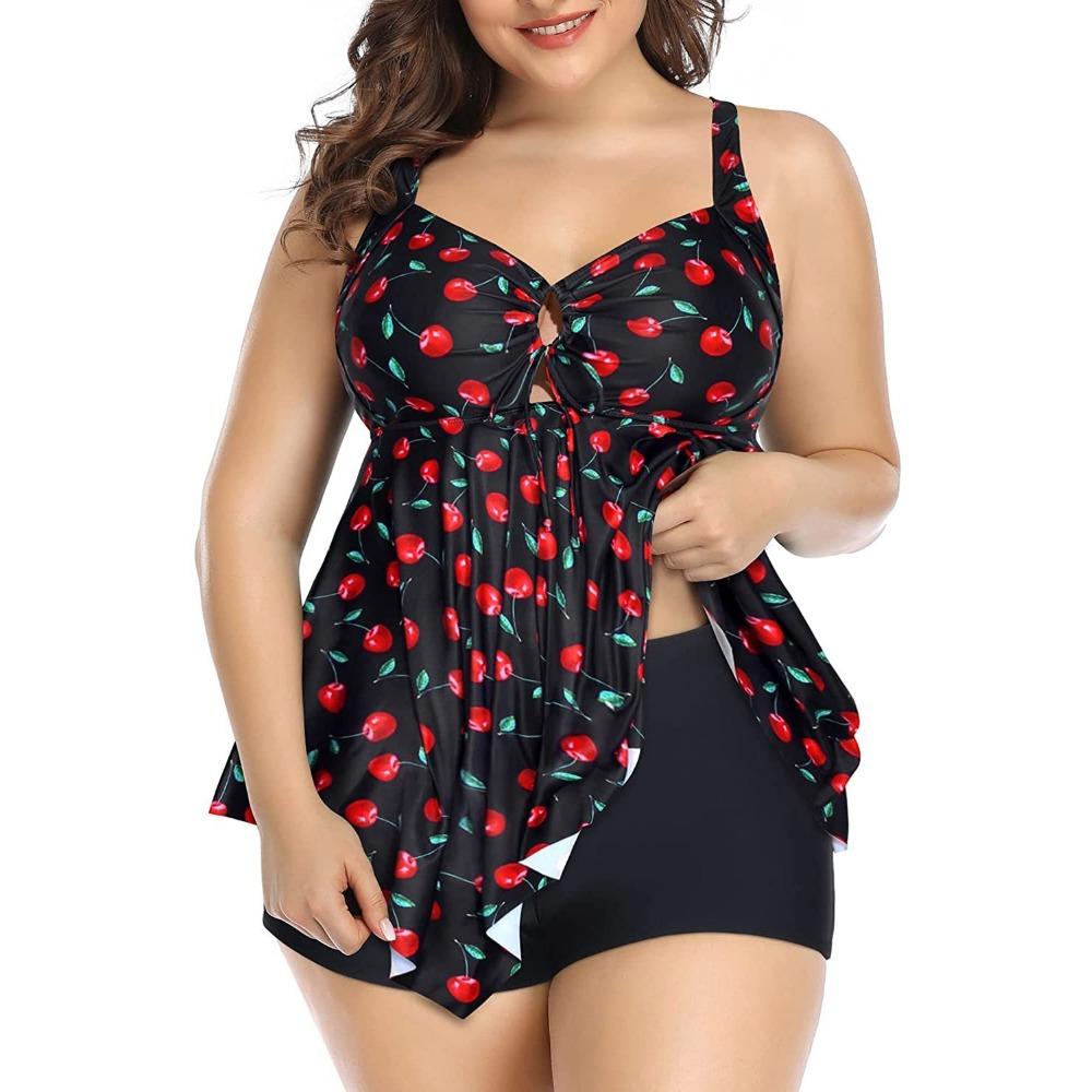 Two-piece Split Swimwear Plus Size Belly Top Swimsuit with Shorts Swimsuit