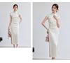 Summer "Fei Se Jin Rui" New Chinese Style Noble Atmosphere Conceals Small Bells and Shows Thinning, Green Button Yellow Flower Cheongsam Skirt