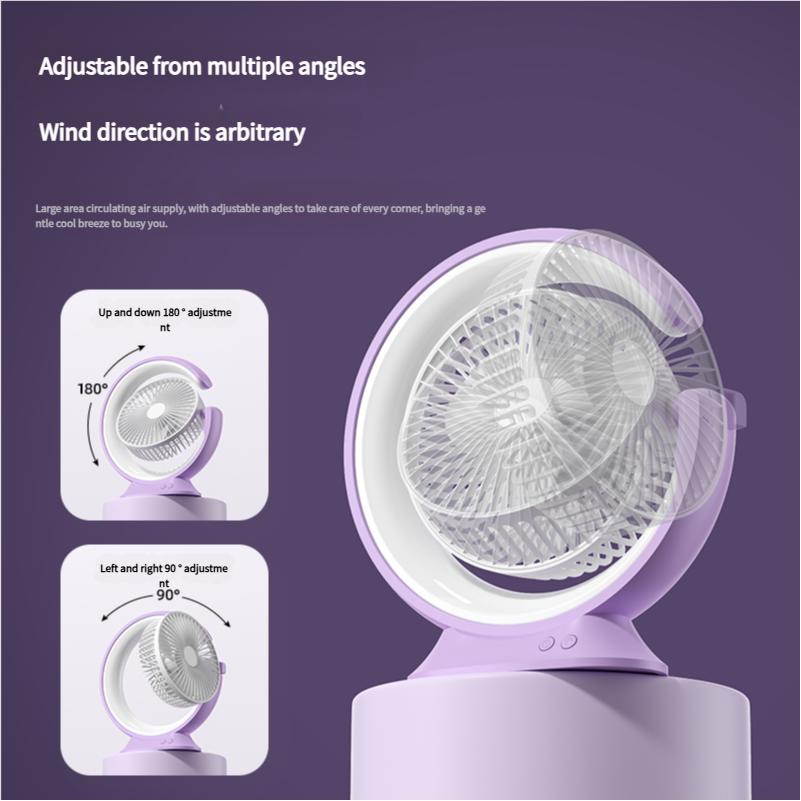 New Design Hot Selling 2 in 1 Multifunctional Moon Shape Portable Adjustable Rechargeable 3 Speed Table Fan with LED Light