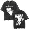 Washed Vintage Rock Band Deftones Cat Graphic Tshirts Men Alternative Heavy Metal Short Sleeve T Shirts Male Retro Streetwear