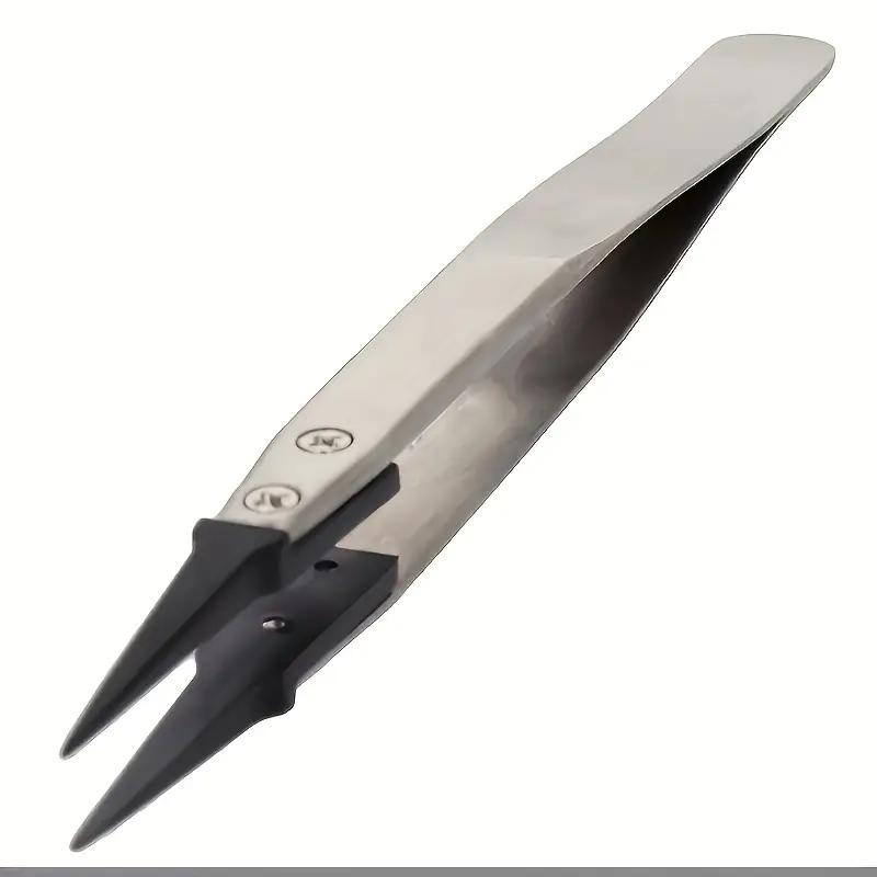 

Precision Anti-Static Tweezers - Heavy-Duty Metal for Electronics, Jewelry, Crafting - No Power, Pro & Hobby Use 1pc срібний