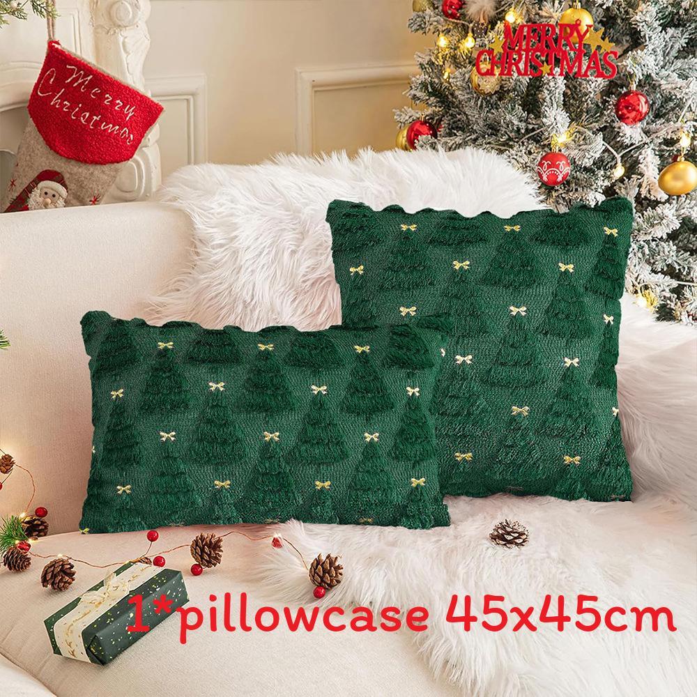 Christmas Plush Pillow Cover With Geometric Snowflake Design For Home Decor And Gift