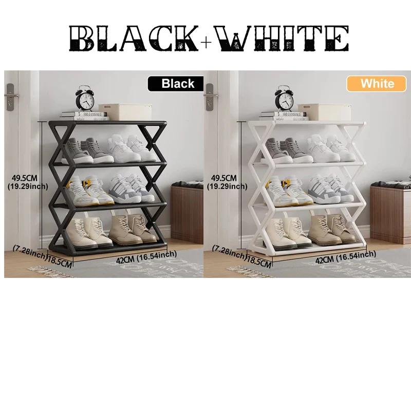 4-Layer Shoe Rack Trapezoidal Simple Shoes Organizer Multifunctional Space Saving Living Room Assembly Shoe Rack Home Supplies