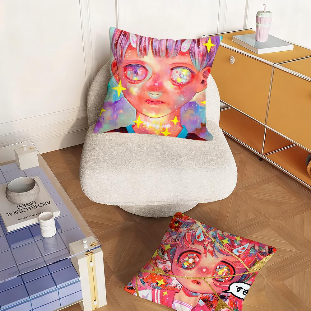 Art H-Hikari Shimoda Color Pillow Case Sofa Living Room Bedroom Headboard Backrest Square Cushion Nap Time