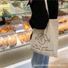 Korean Ins Niche Design Cute Cartoon Fun Pattern Thin Cotton Grey Cloth Bag Canvas Single Shoulder