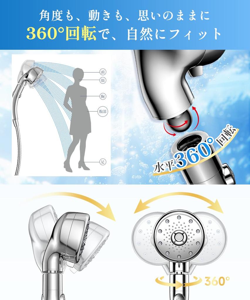 Mikro-Nano-Blasen-Duschkopf für Thermalbäder spart über Winkel Dusche hoher Wasserdunst Dusche Nano leistungsstark 5 Wasserstrahlen Handheld Wasserstopp Wasser