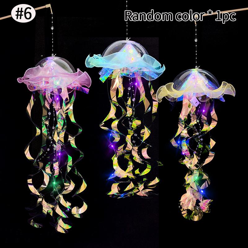 Creative Jellyfish Lantern Colorful Festival Lantern Lamp Handheld Light Mid-autumn Halloween Lanterns Birthday Party Decor