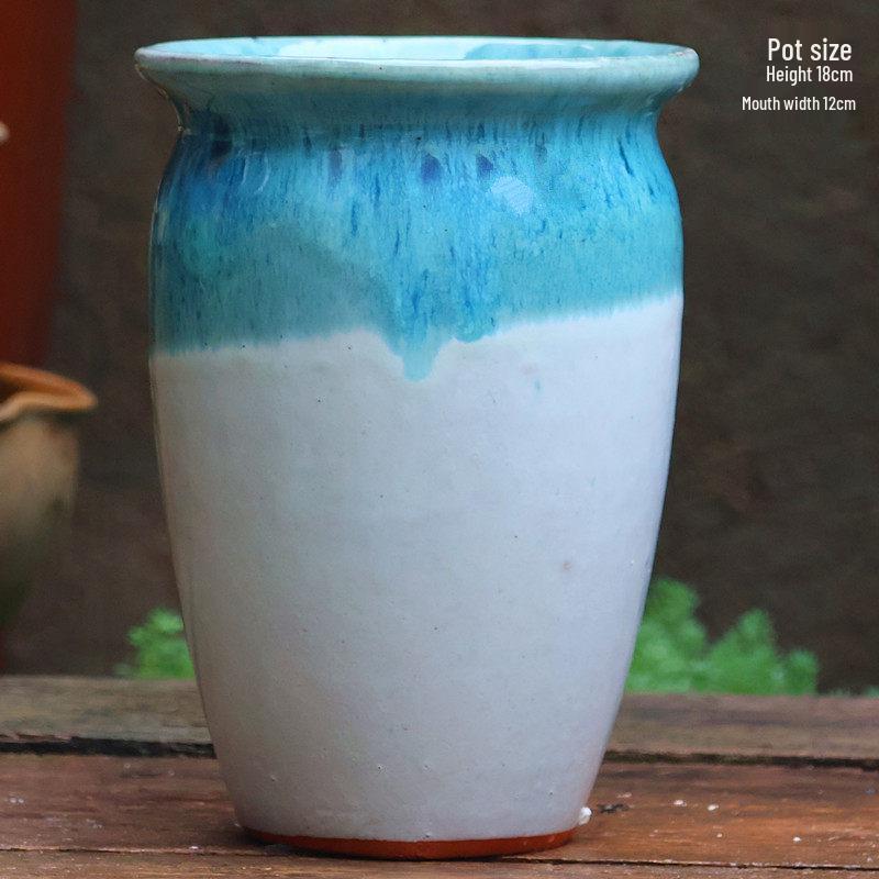 Handmade Coarse Ceramic Succulent Planter, Orchid Breathable Zisha Pot, Old Tree Design, Tall Rose Pot.