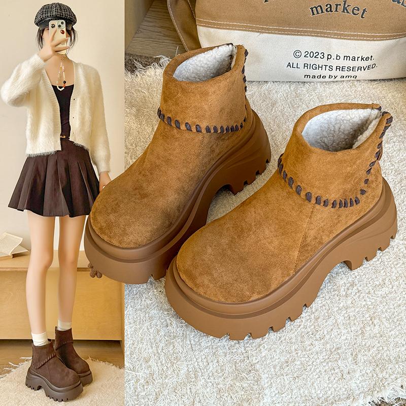 Fashion Women's Platform Suede Ankle Boots 2025 Spring and Autumn Fashion New Dress Designer Walking Casual Fashion Boots Botas