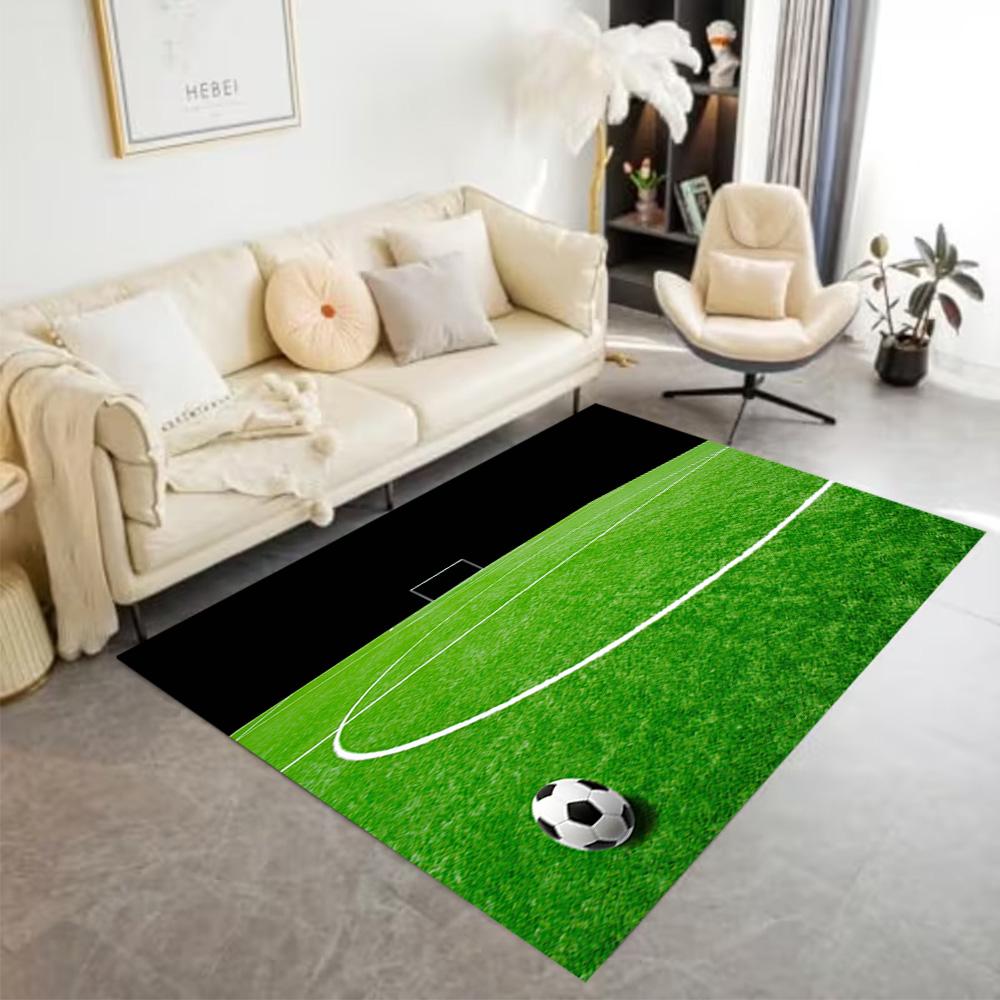 Soccer Field Ball Floor Rug Office Rug Perfect for Decorate Room Outdoor Dining Room Dormitory Antislip Carpet Office Home Decor Gift for Festivals