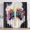 Color Game Controller Print Curtains Suitable Bedroom Living Room Kitchen Decoration Home Window Curtain Set Of 2 Made Polyester Washable Great Ready