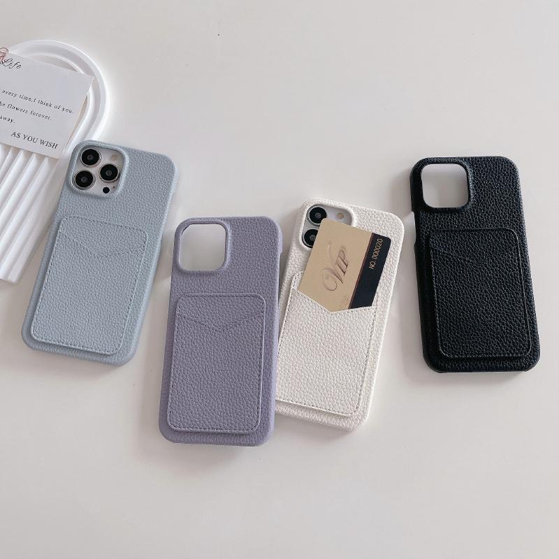Luxury Solid Color Wallet Card Slot Hard PC Shockproof Phone Case For iPhone 16 Pro Max 14 11 12 13 15 Pro Max Bumper Back Cover