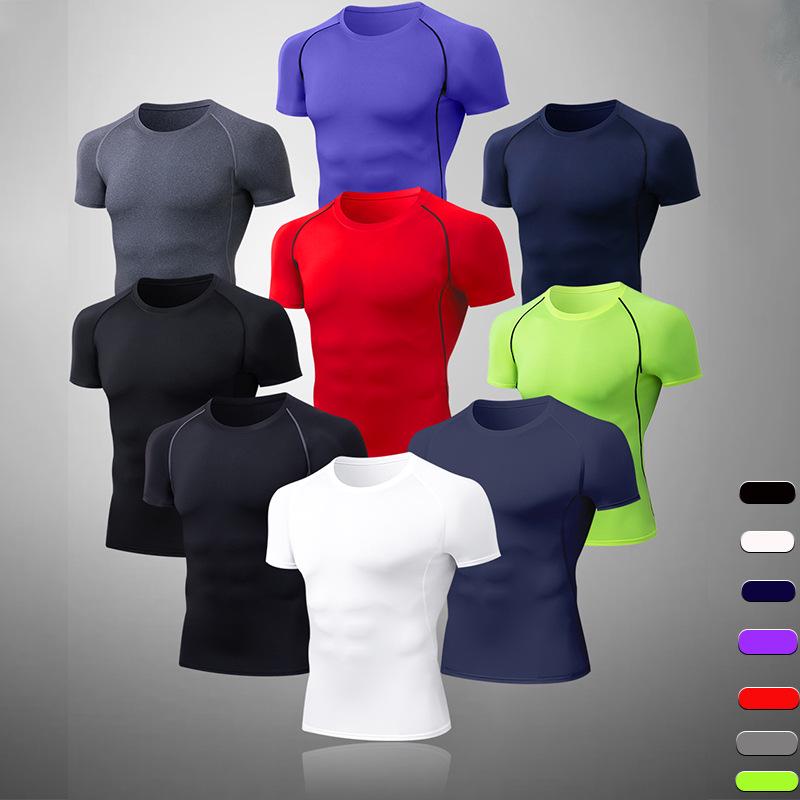 Men's High-Elastic Compression Sports Leggings: Quick-Dry, Long Pants for Running, Basketball & Fitness.