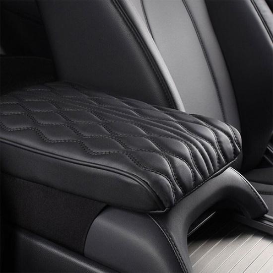 Black Leather Car Armrest Pad Cover Accessories Center Console Box Cushion Mat