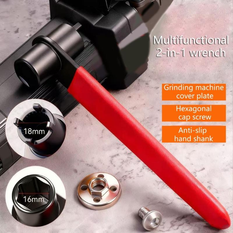 4Prong & Hex Socket Wrench Angle Grinders Spanner Glands Removal Tool Ergonomic Handle 180mm Length for Quick Service