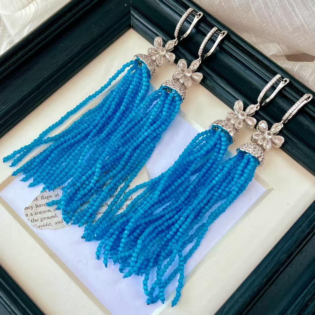 

Vintage High Quality Sapphire Tassel Earrings