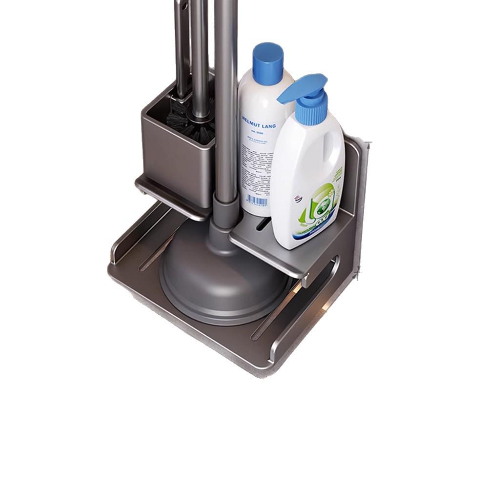 Bathroom Cleaning Set: Toilet Brush, Plunger, Storage Rack - No Dead Corners