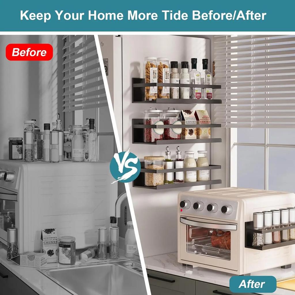 Magnetisches Kühlschrankregal, Wandregal, Eisen-Lagerregal, Küche und Bad, multifunktionales Organizer-Lagerregal