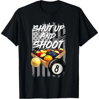 Billard Bedrucktes Herren Baumwoll T-Shirt Outdoor Muster Top Lässig Bequem Baumwolle Kurzarm Rundhals T-Shirt Herrenbekleidung