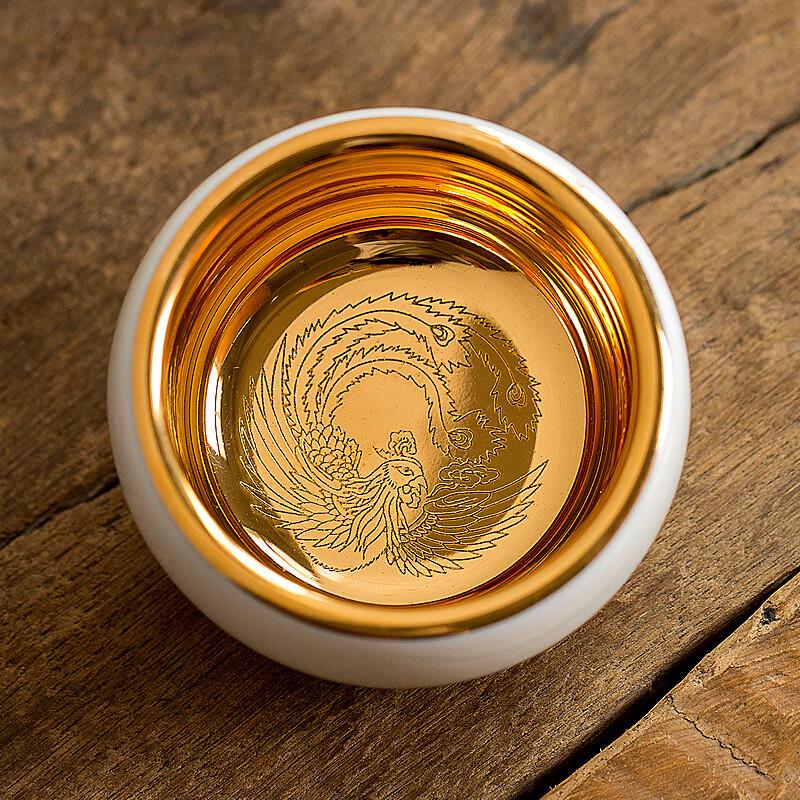 Handcrafted 24K Gold Plated Jade Porcelain Master Tea Cup