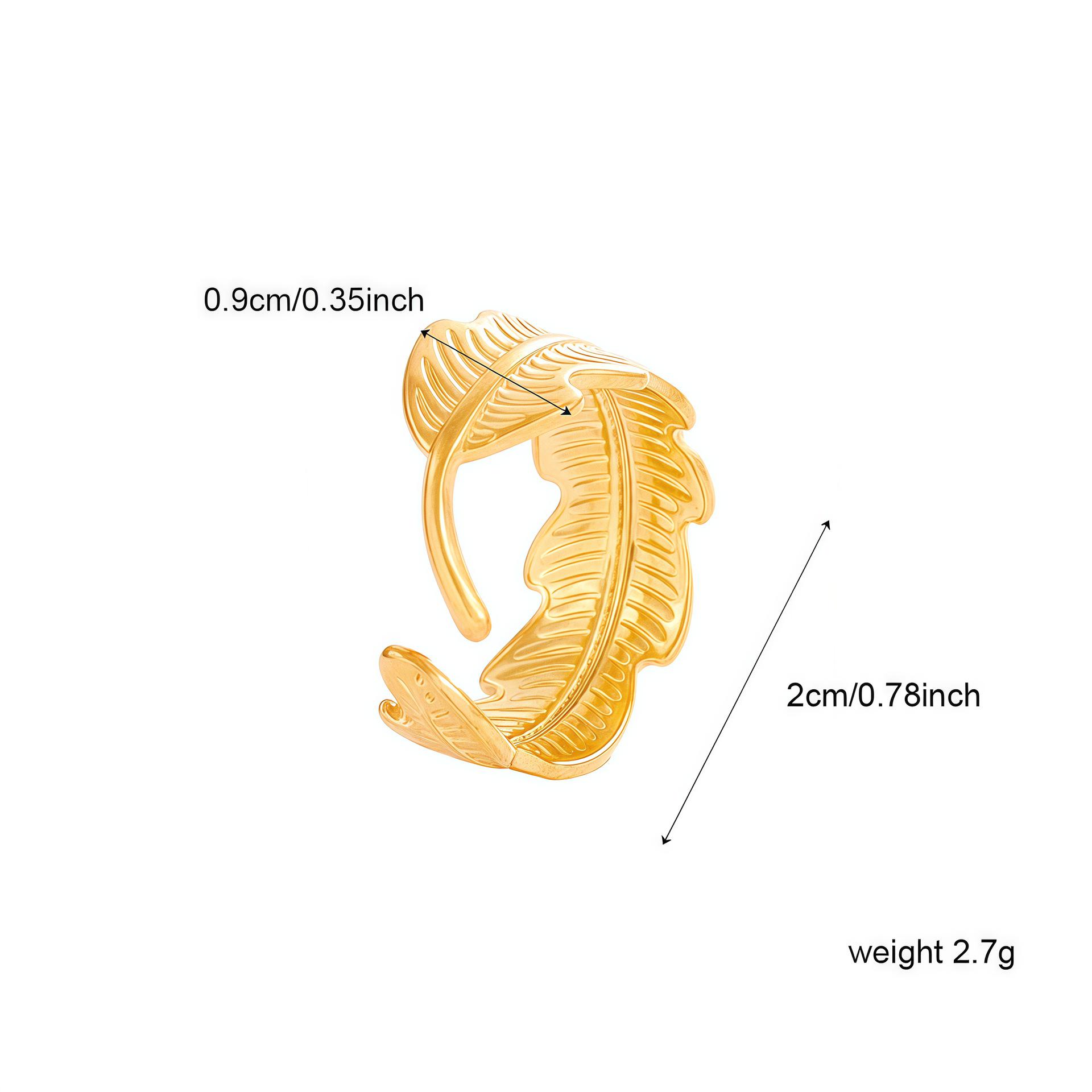 Stainless Steel Leaf Open Ring for Women, Non-fading Irregular Flower Design in Titanium Steel. Steel