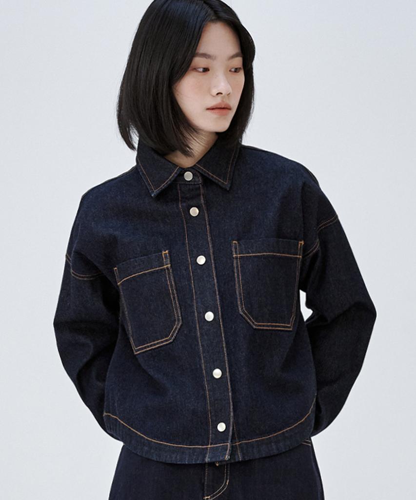 Maloupe 9404 Non-Faded Denim Shacket (Dark Indigo)