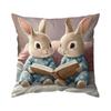 Cute Rabbit Reading Pillowcase Bedroom Sofa Cushion Cover 100% Polyester Living Room Cushion Pillowcase Home Comfortable Decor