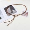 Women Belt Metal Decor Lace-up Imitation Leather Belt Casual Wear-resistant Waist Belt Versatile Fashion Accessory