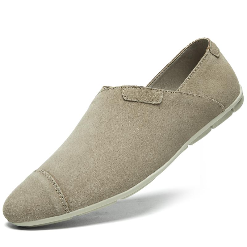 Fashion Fashion Genuine Leather Men lazy shoes Italian Casual Leather Slip on Minimalist Loafers Brand Comfy Soft Bottom Driving Shoes