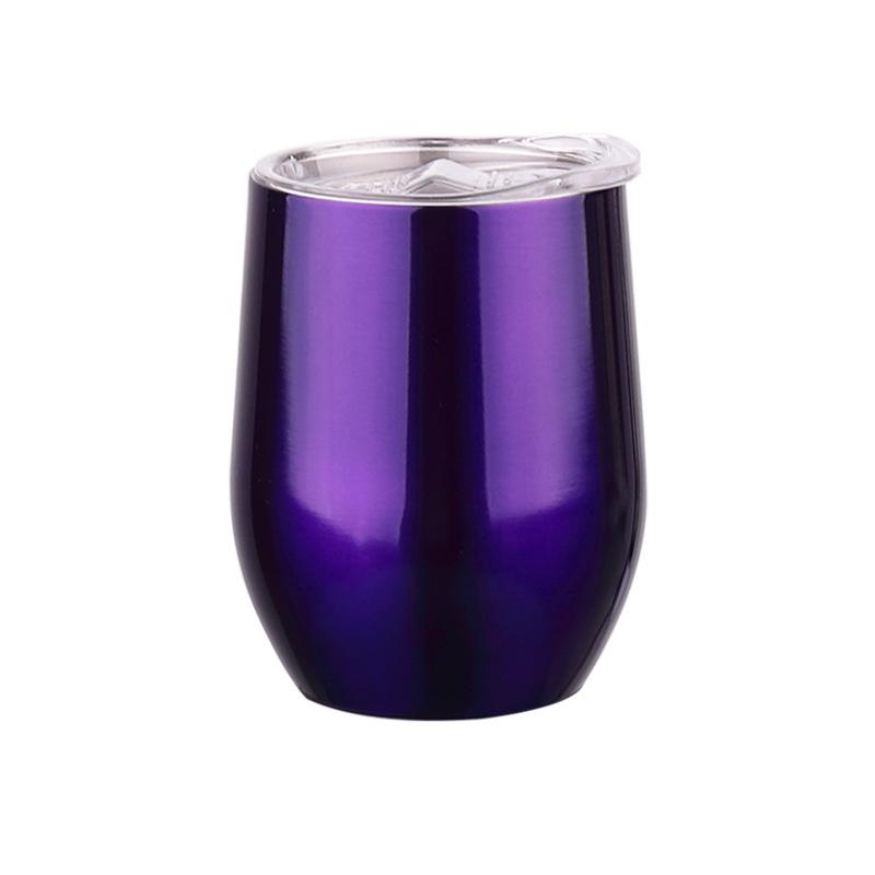 304 Stainless Steel Double-Layer Vacuum Insulated 12oz Egg-Shaped Cup, Portable U-Shaped Design with Heat Sublimation Spray.