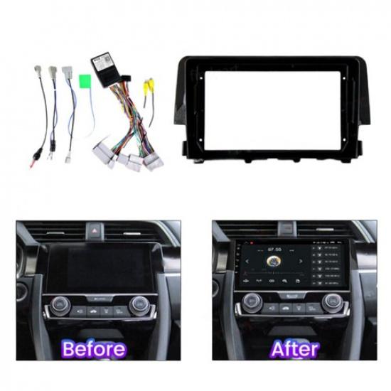 For Honda Civic 2016~21 Car Radio Stereo Fascia Frame Panel Trim Bezel Harness