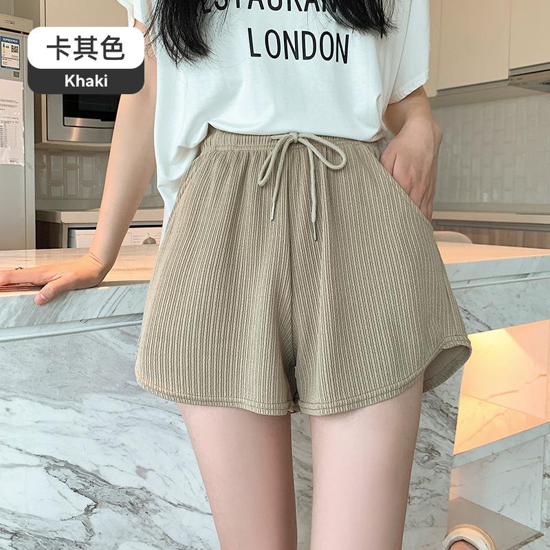 Loose Flesh-shielding Thin Casual Wide-leg Pants Women Thin Wear High-waisted Drawstring Sports Shorts