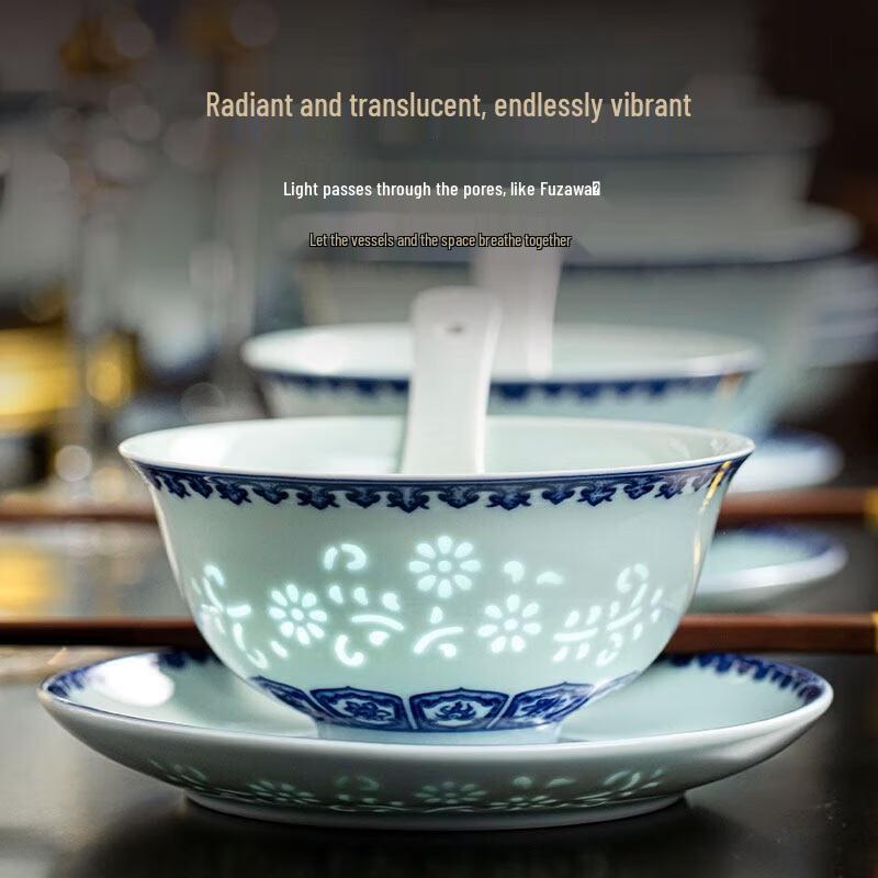 Jingdezhen Blue & White Porcelain Dinnerware Set