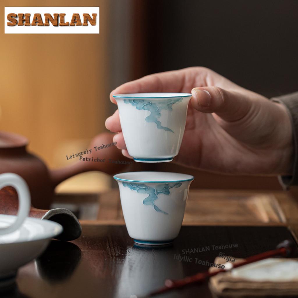 2pc/lot Stack Painting Cloud Teacup Japanese Tea Bowl Tea Pair Tea-tasting Smelling Cup Jianzhan Master Cups For Tea Craft 45ml