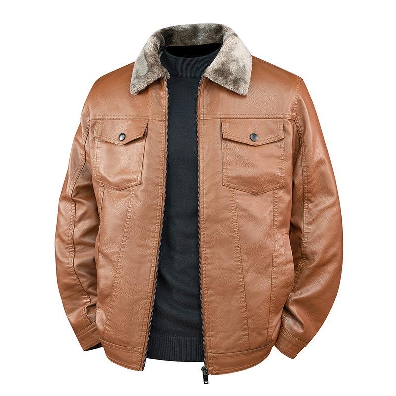 

Утепленная флисовая кожаная куртка кожаная мужская кожаная куртка осень и зима мотоциклетная одежда ретро свободная куртка с лацканами мужская 4XL