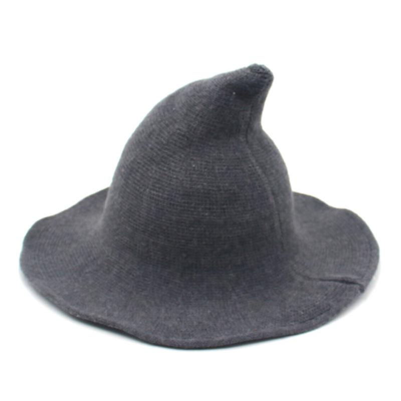 Thickened Wool Foldable Witch Hat Halloween Eaves Spiked Witch Hat Cosplay Hat