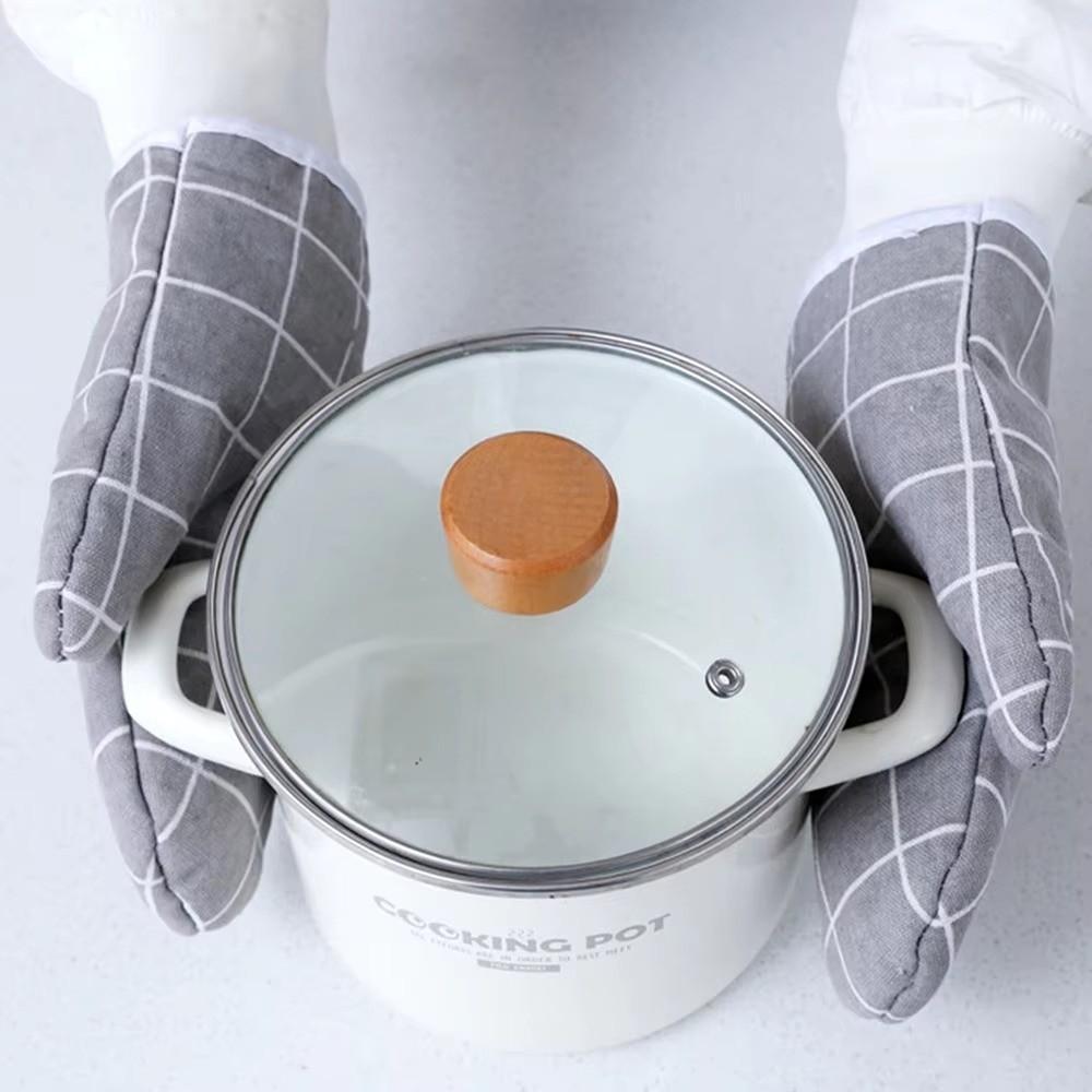2pcs Oven Gloves Kitchen Baking Gloves Cotton Insulated Gloves Practical Microwave Oven Gloves